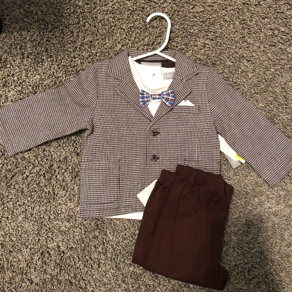 Brown and white suit